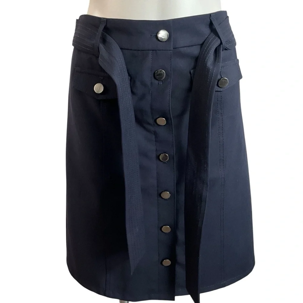 Talbots Bella Button A Line Navy‎ Blue Skirt